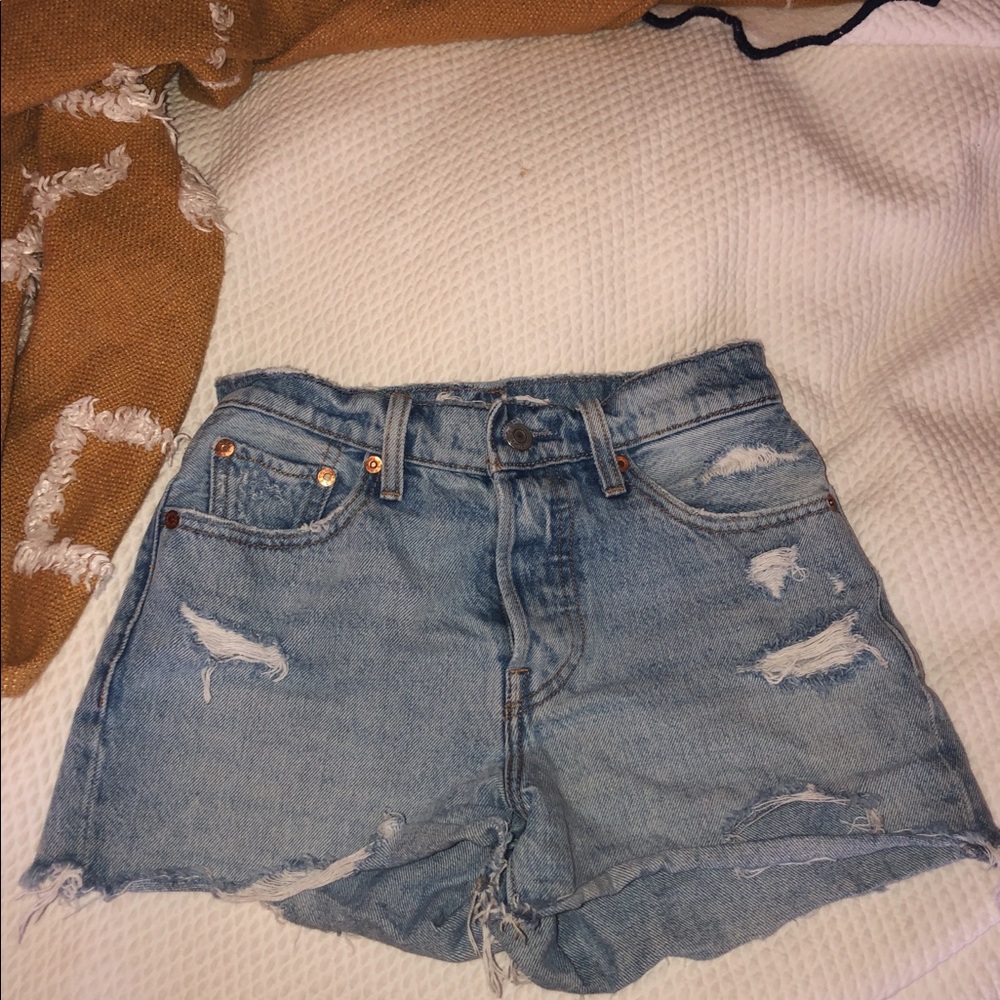 Light Wash Distressed Shorts